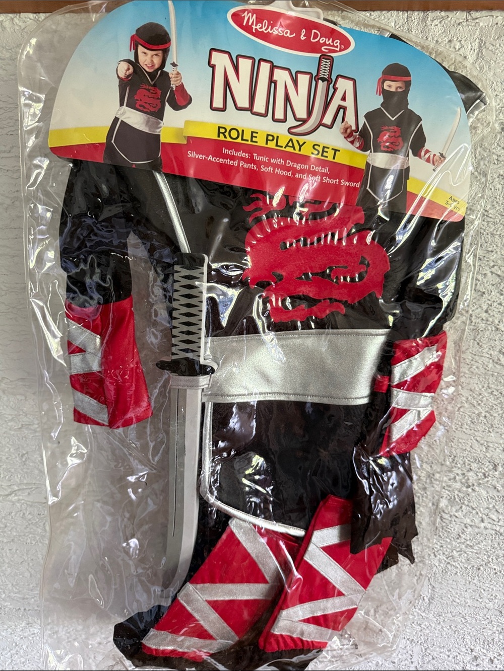 Melissa & Doug Black and Red Ninja Role Play Set with Silver Accents